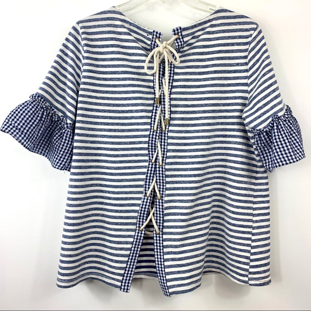 Doe & Rae Striped Ruffled Top - Picture 8 of 9